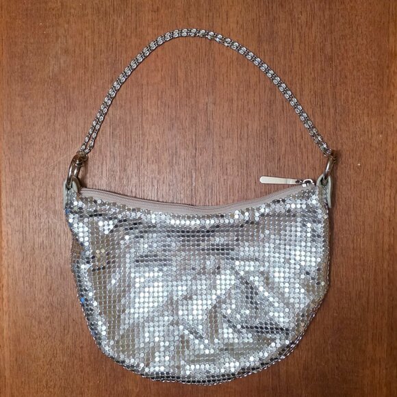 Sparkly Sequined Mesh Shoulder Purse with Chain Strap - Picture 1 of 7